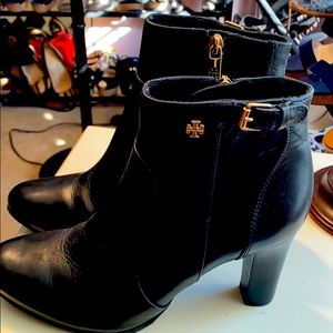 Tory Burch black leather booties